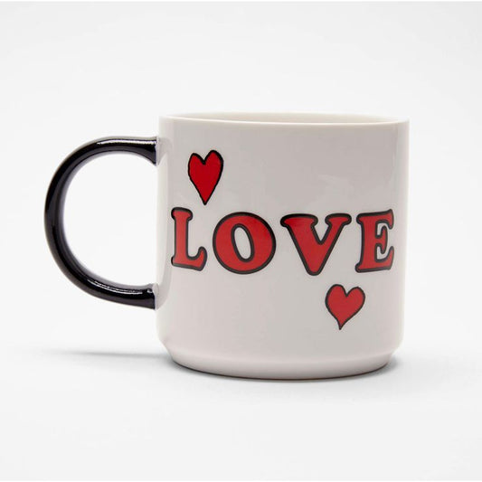 Mug Peanuts "Love" Magpie – Snoopy et Woodstock s’enlaçant, céramique blanche, anse noire.
