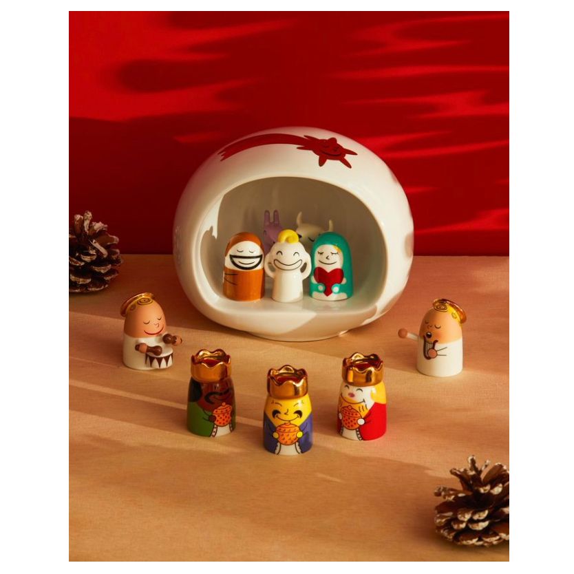 Set de 3 figurines "Re Magi" Alessi – Rois Mages en porcelaine décorée à la main avec détails dorés, design Massimo Giacon.