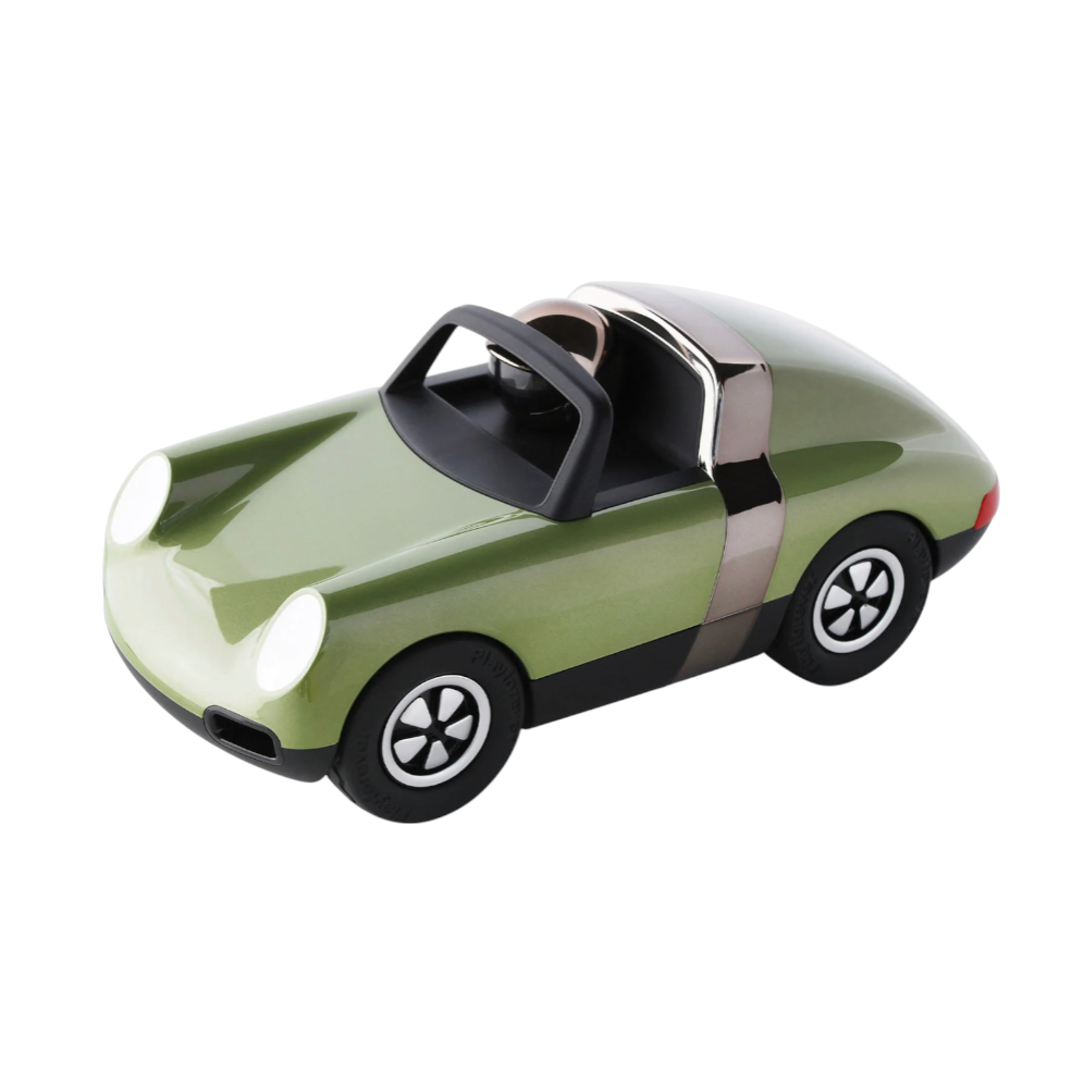 Voiture "Luft Hopper" Playforever – miniature design rétro verte, inspirée des Porsche 70’s.