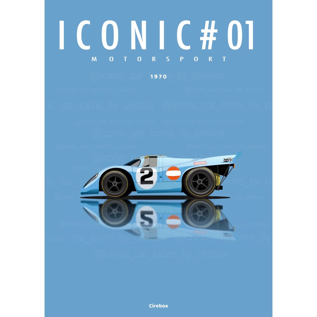 Affiche Porsche 917 Gulf Iconic Éditions format 30x40 cm