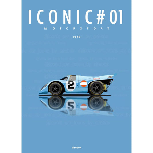 Affiche Porsche 917 Gulf Iconic Éditions format 30x40 cm
