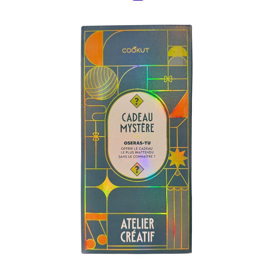 – Coffret Cadeau Mystère Atelier Créatif Cookut
– Boîte cadeau surprise DIY Cookut
– Coffret Cookut Atelier Créatif packaging
