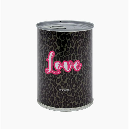 Kit à semer Mauvaises Graines – boîte léopard “Love” avec graines de trèfle