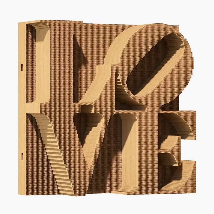 Puzzle 3D LOVE en carton recyclé – Sculpture typographique à monter soi-même – Cartonic