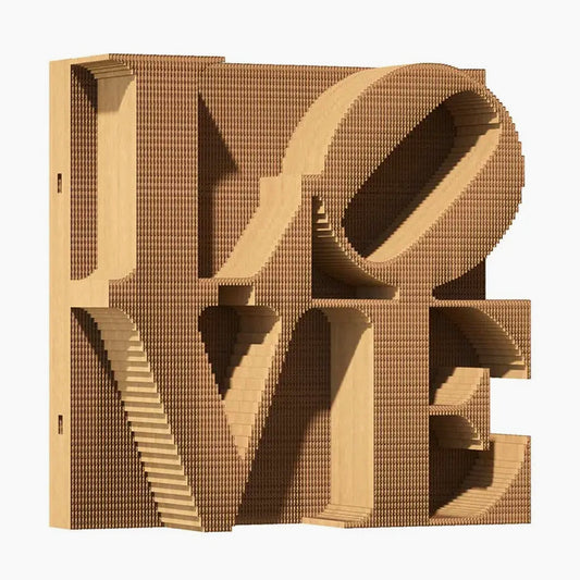 Puzzle 3D LOVE en carton recyclé – Sculpture typographique à monter soi-même – Cartonic