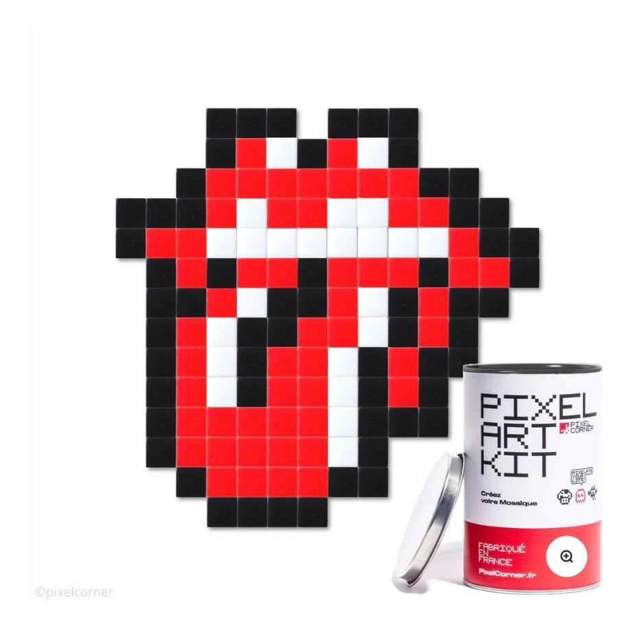 – pièce statement
– cadeau rock et arty
– parfait pour un mur galerie pixel