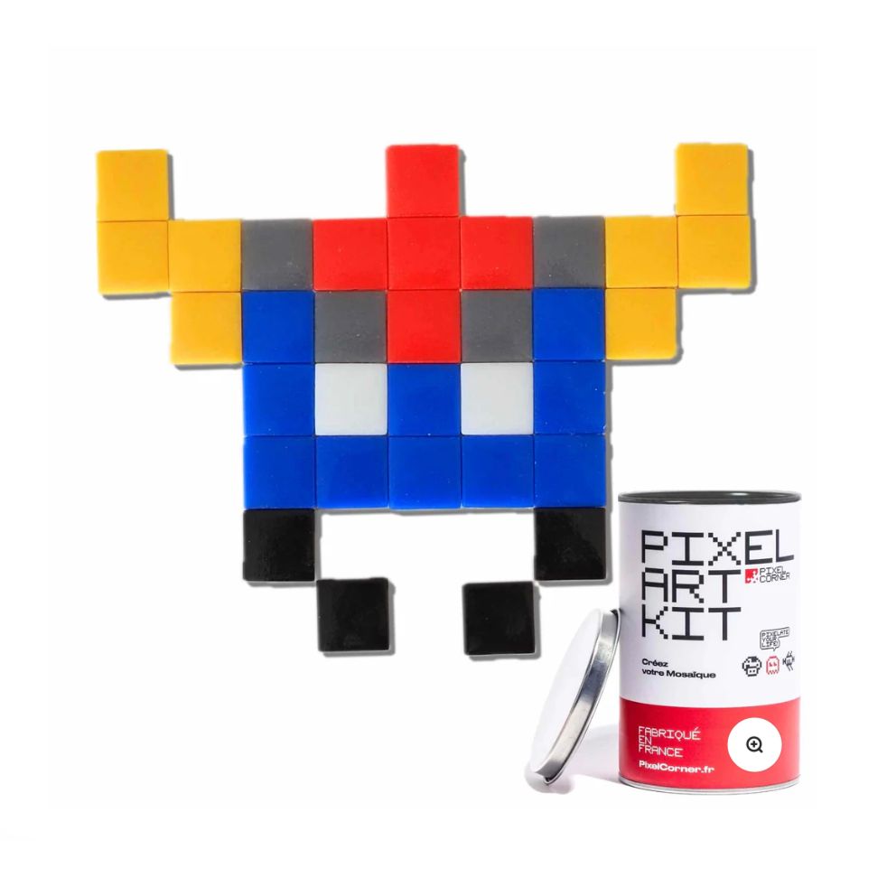 – Kit mosaïque Pixel Art Space Mazinger Pixel Corner mural
– Mosaïque robot pixel rouge bleu jaune déco geek
– Pixel Art DIY fabrication française Pixel Corner version classique