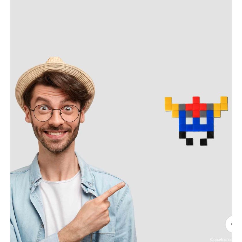 – Kit mosaïque Pixel Art Space Mazinger Pixel Corner mural
– Mosaïque robot pixel rouge bleu jaune déco geek
– Pixel Art DIY fabrication française Pixel Corner version classique