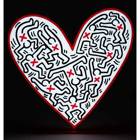 – Lampe LED PopBox Heart Keith Haring Yellowpop
– Lightbox pop art cœur Keith Haring lumineuse
– Lampe design Keith Haring Heart Yellowpop rechargeable