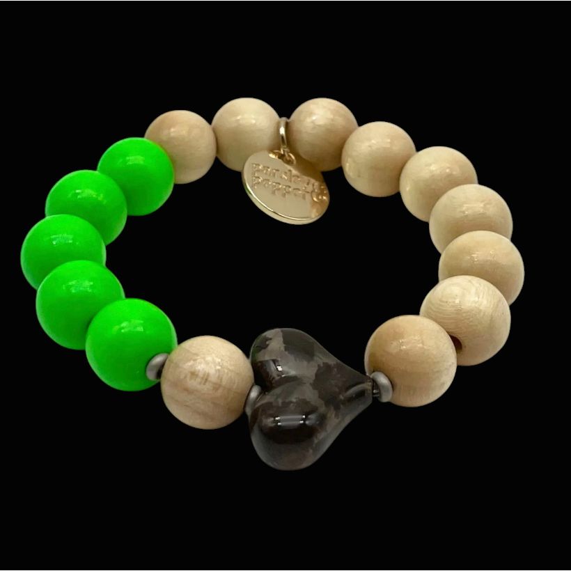 bracelet neon x wood vert parsley and pepper perles bois neon