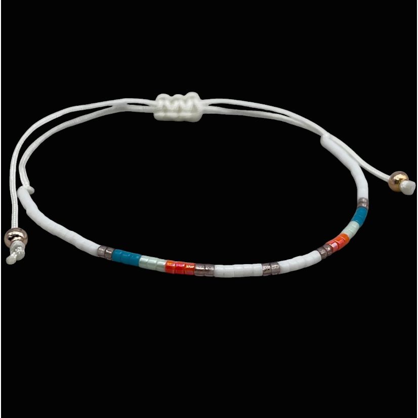 -bracelet japonais miyuki sorbet parsley pepper perles verre ajustable
-bracelet perles miyuki blanc turquoise orange bohème chic
-bracelet ajustable cordon perles japonaises miyuki femme
-bijou fin miyuki parsley pepper style bohème coloré