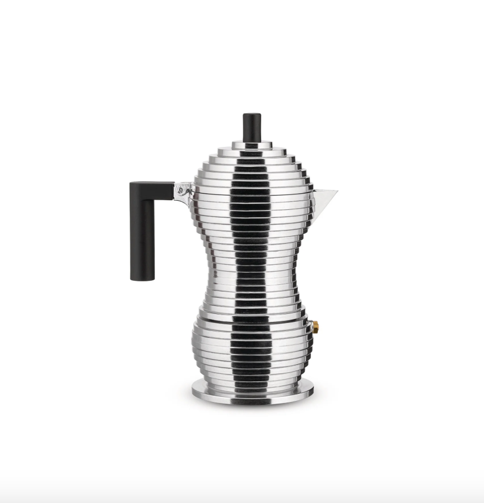 Cafetière italienne Pulcina Alessi 3 tasses en aluminium poli
