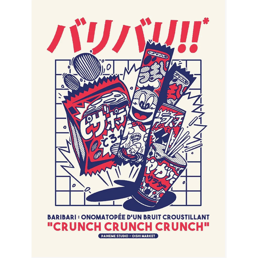 Affiche CRUNCH CRUNCH de Paiheme Studio inspirée de la pop culture japonaise au format 30x40 cm