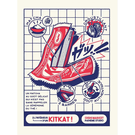 Affiche KITKAT de Paiheme Studio inspirée des KitKat japonais au format 30x40 cm