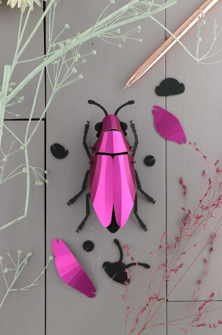 Scarabée Bijou 3D Assembli en papier Pink Metallic à assembler soi-même