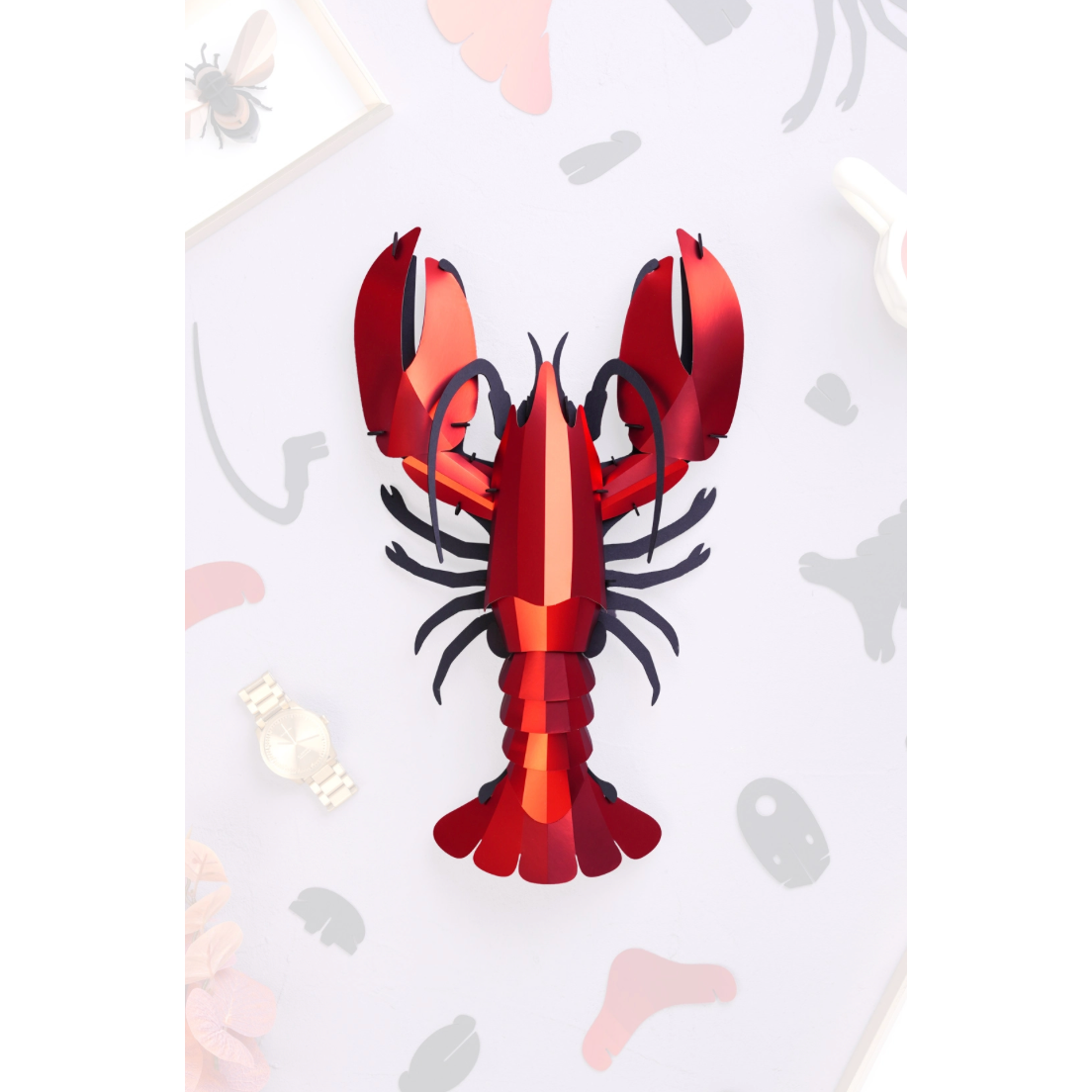 Homard géant 3D Assembli en papier rouge à assembler soi-même et à exposer en décoration murale