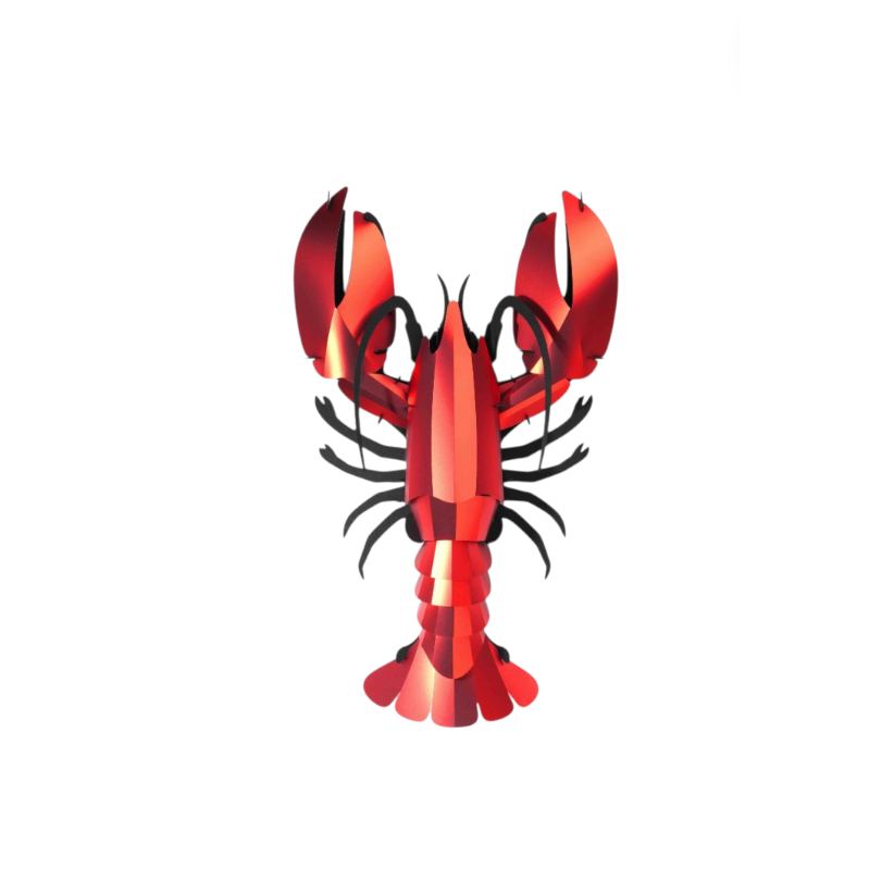 Homard géant 3D Assembli en papier rouge à assembler soi-même et à exposer en décoration murale
