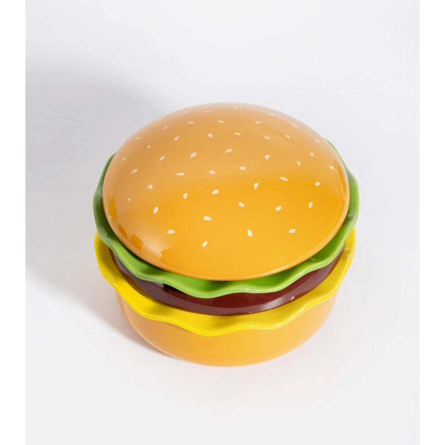 Set de plats Hamburger L'Expressionist en céramique composé de plusieurs plats empilables en forme de hamburger