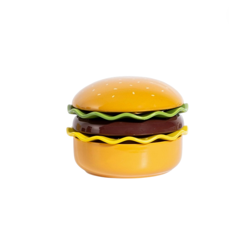 Set de plats Hamburger L'Expressionist en céramique composé de plusieurs plats empilables en forme de hamburger