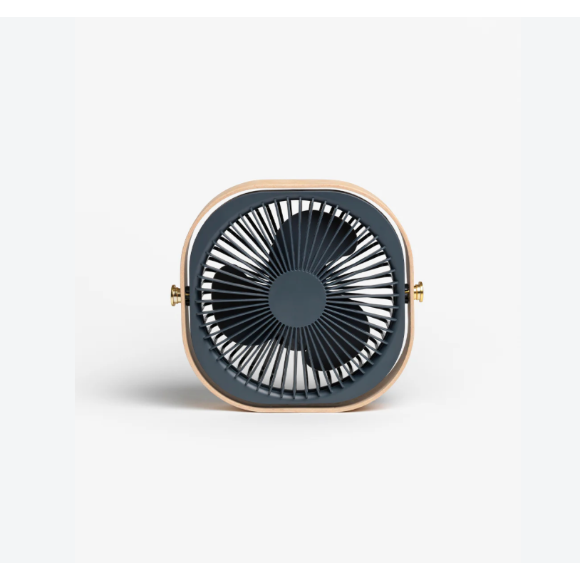 Ventilateur portatif WOOD Blue Printworks avec cadre finition bois naturel et ventilateur bleu orientable