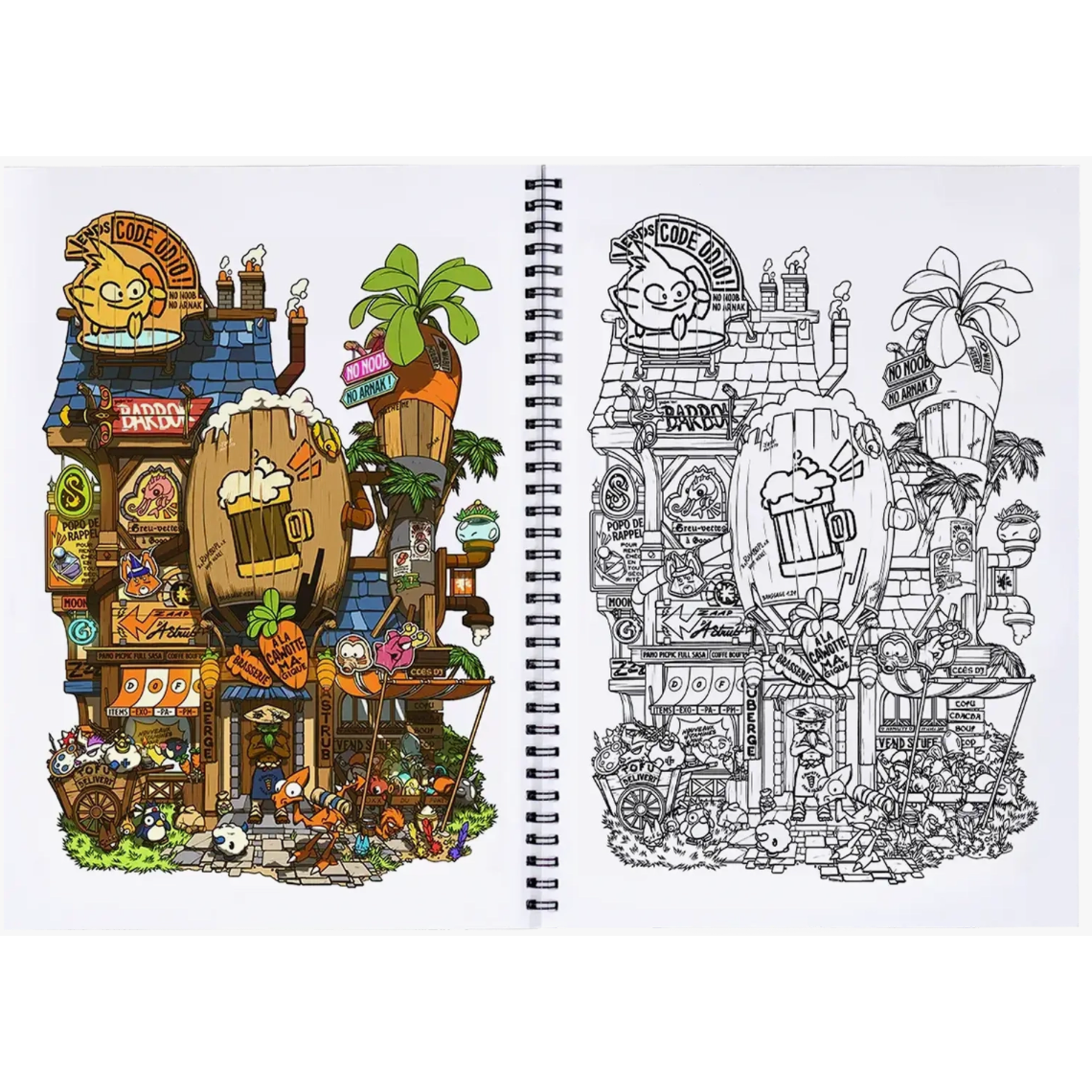 Carnet de coloriages Paiheme Studio bleu avec 30 coloriages de tous niveaux et illustrations inspirées de la culture japonaise