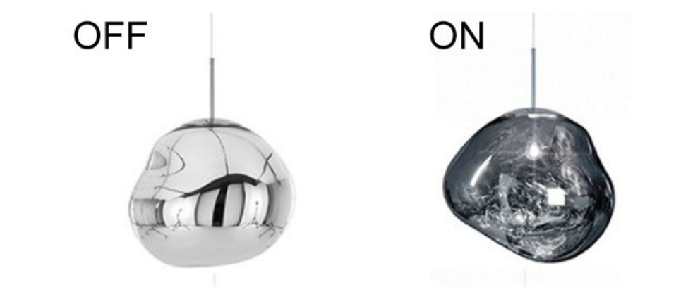 Suspension Globo en verre effet miroir fumé au design organique avec ampoule visible