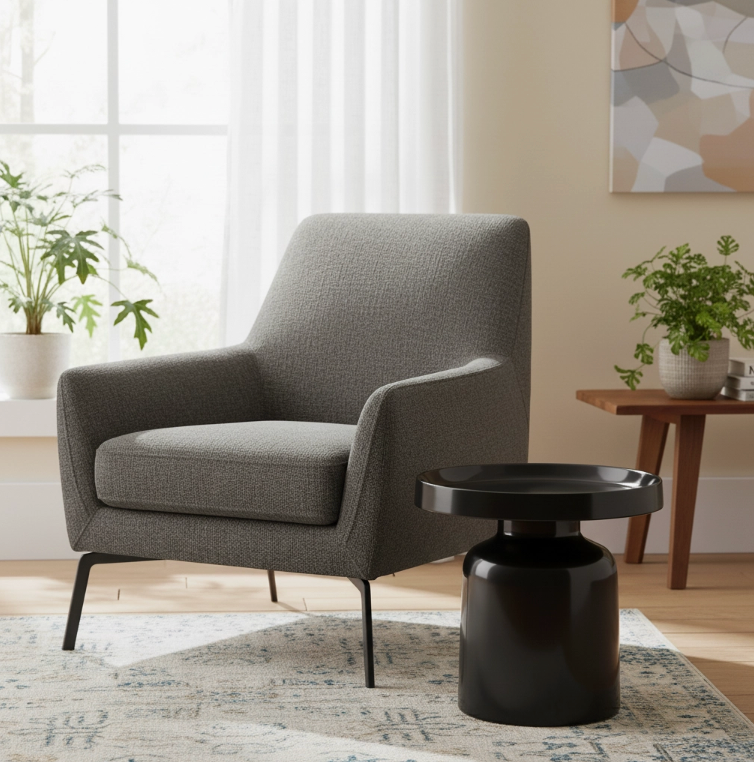 Table d’appoint PION Housevitamin en métal noir Ø43 × 42 cm
