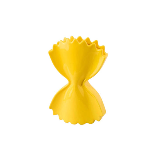 Vase Pasta Fluid Market en céramique jaune brillante inspiré d’une pâte farfalle