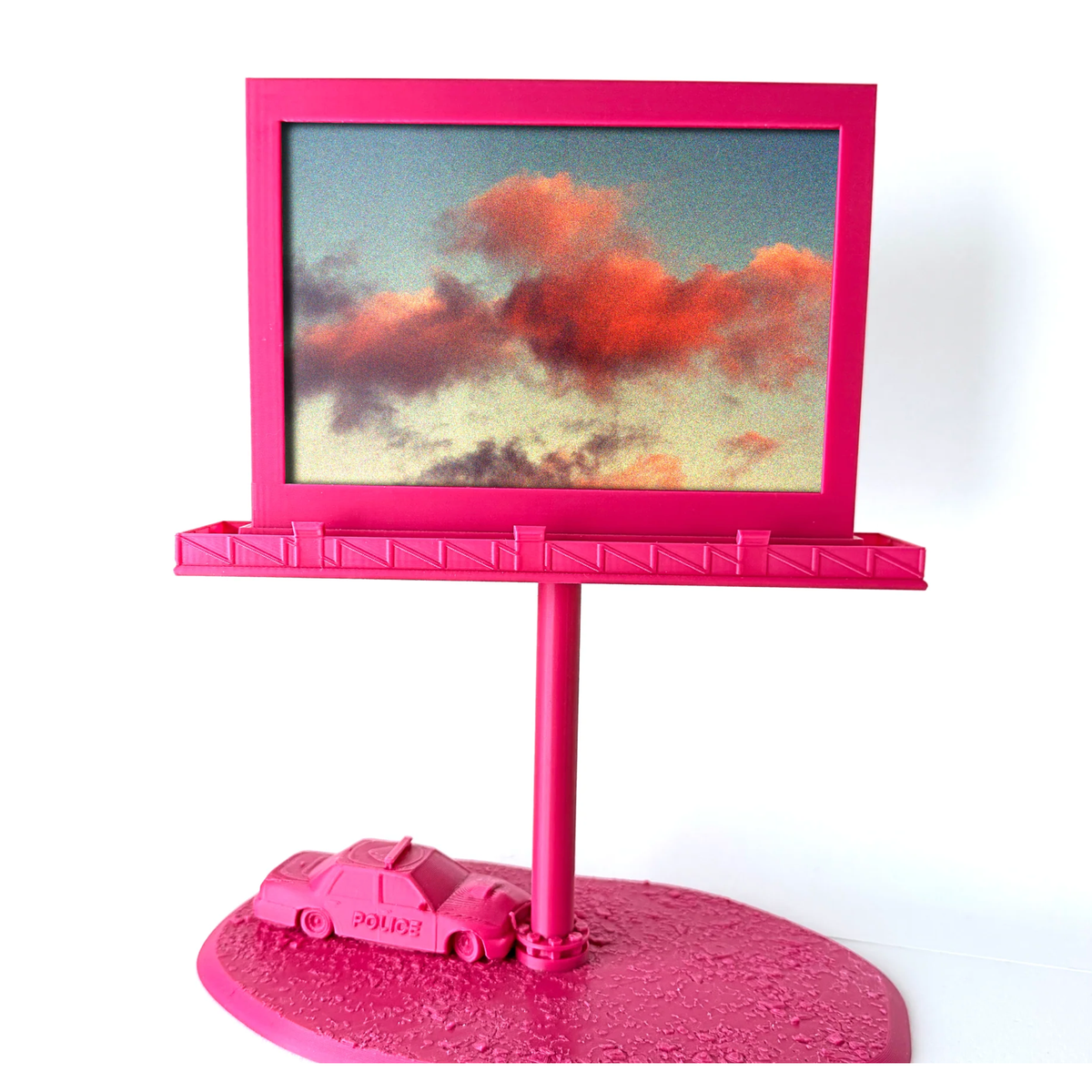 Cadre Getaway rose Yaypop en impression 3D pour photo 10 × 15 cm avec voiture de police