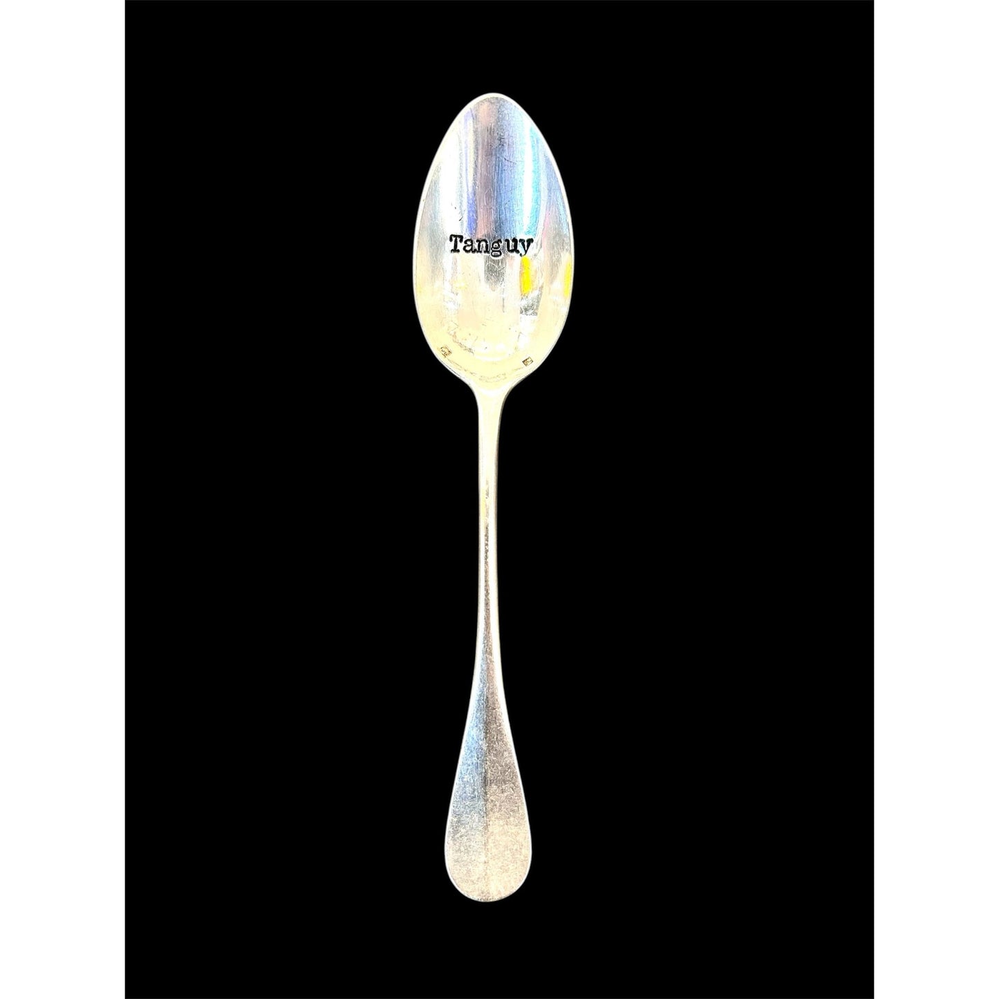 Cuillère vintage gravée Tanguy – métal argenté ancien – objet déco et cadeau décalé