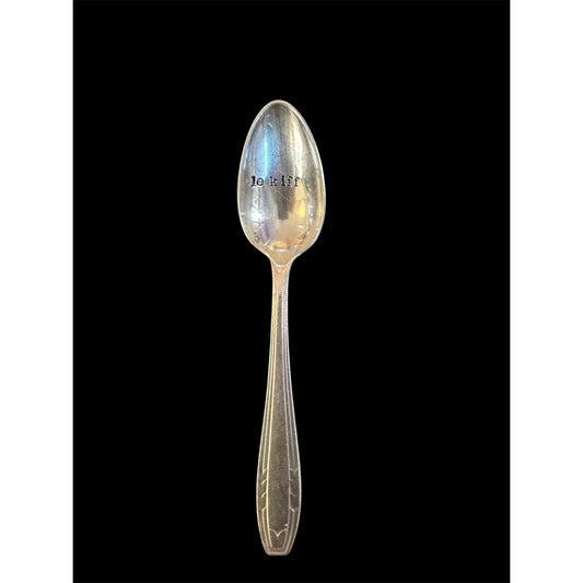 Cuillère vintage en métal argenté gravée "le kiff", style rétro et humoristique
