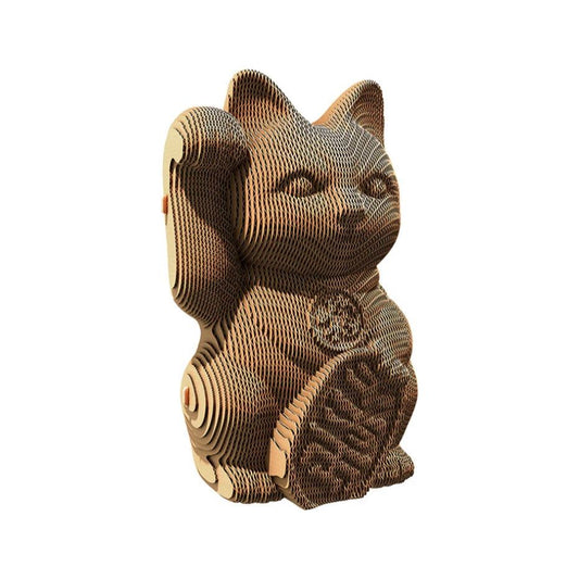 Puzzle 3D Lucky Cat en carton recyclé – Design écoresponsable par Cartonic (Ukraine)