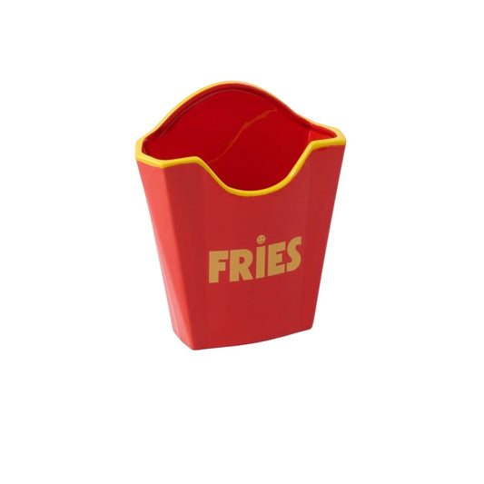 Vase Frites Fluid Market en céramique rouge et jaune inspiré d’un cornet de frites