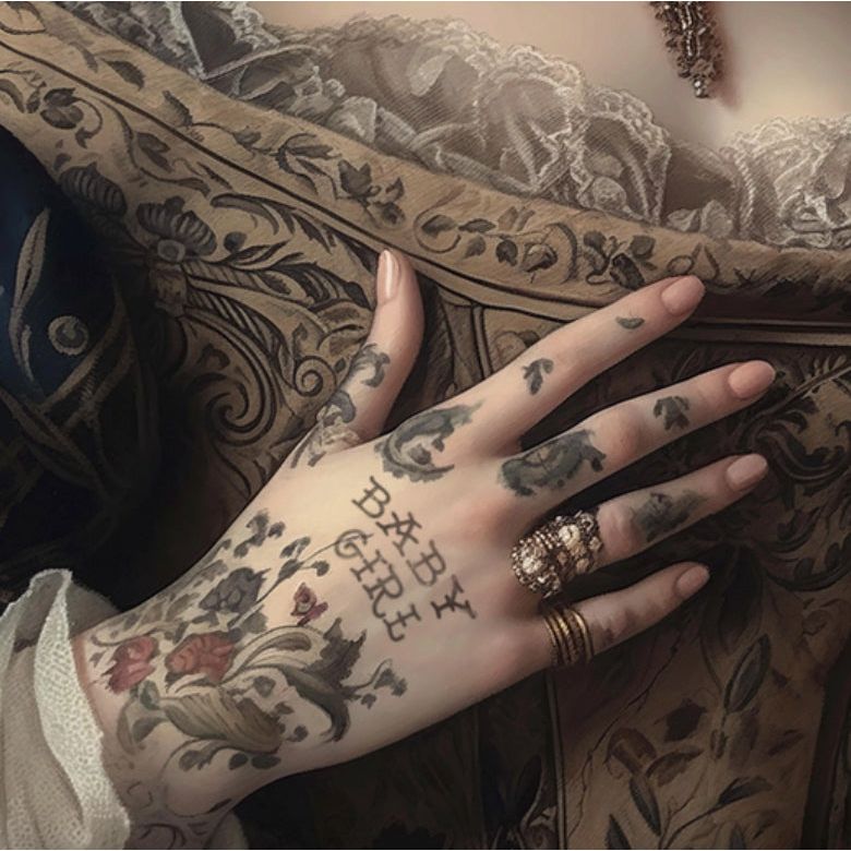 Affiche "Baby Girl" – Portrait baroque tatoué, revisité avec audace - Boutique Ømm