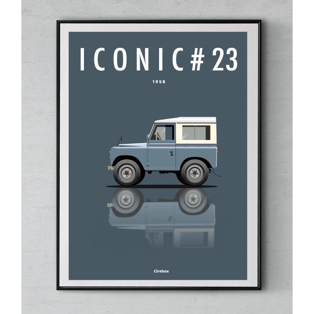Affiche "Iconic 23 – Land Rover Series II (1958)" – Cirebox x Iconic Éditions – Format 30x40 cm - Boutique Ømm