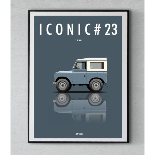 Affiche "Iconic 23 – Land Rover Series II (1958)" – Cirebox x Iconic Éditions – Format 30x40 cm - Boutique Ømm
