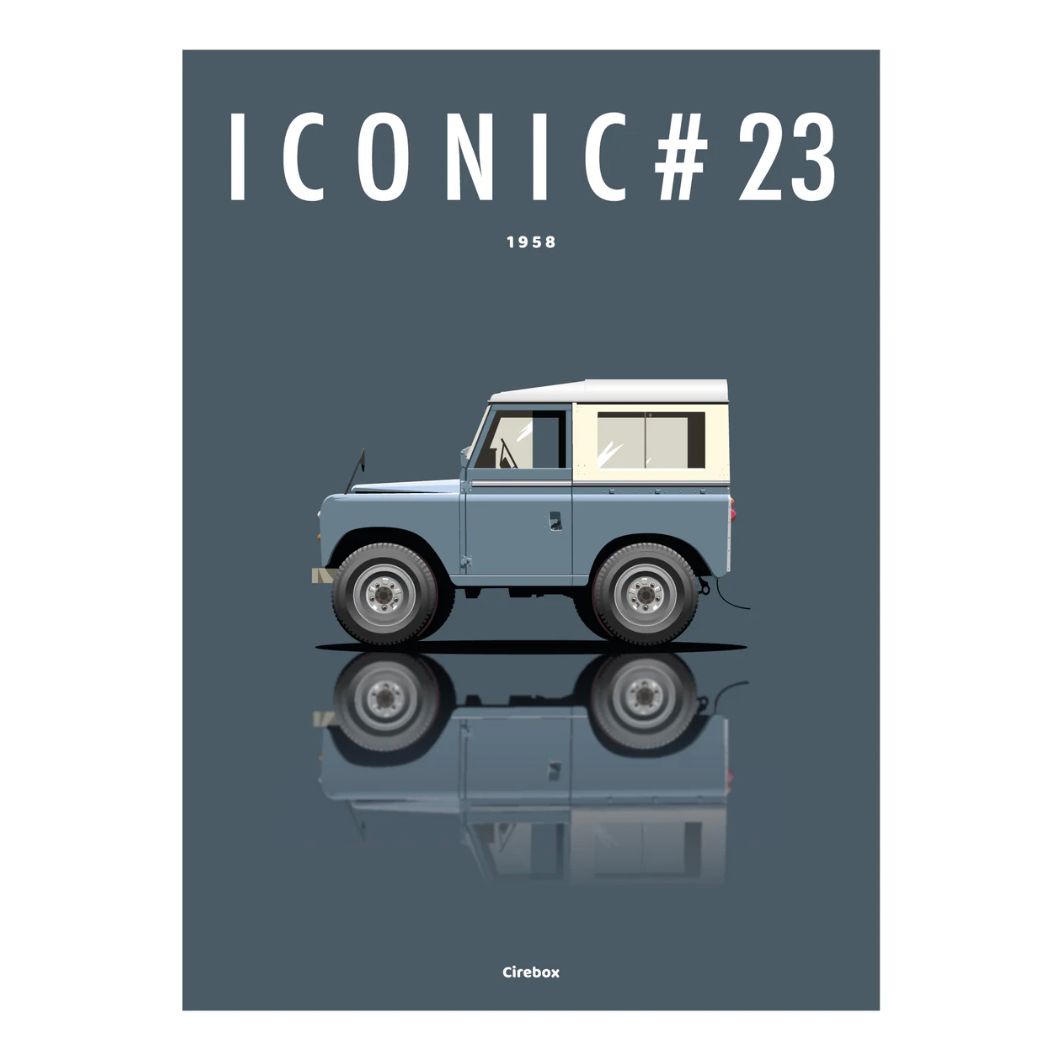 Affiche "Iconic 23 – Land Rover Series II (1958)" – Cirebox x Iconic Éditions – Format 30x40 cm - Boutique Ømm