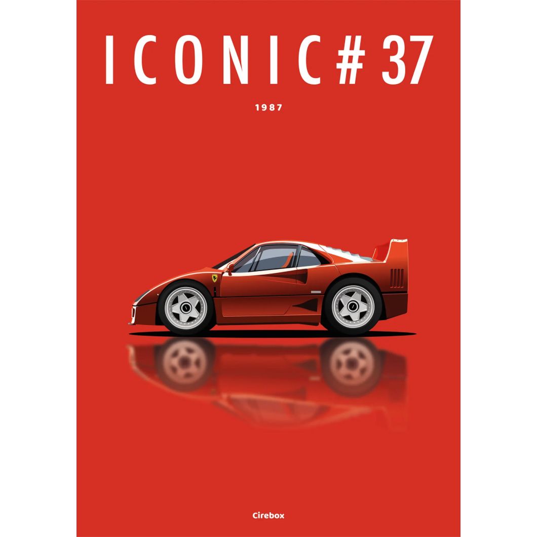 Affiche "Iconic 37 – Ferrari F40 (1987)" – Cirebox x Iconic Éditions – Format 30x40 cm - Boutique Ømm