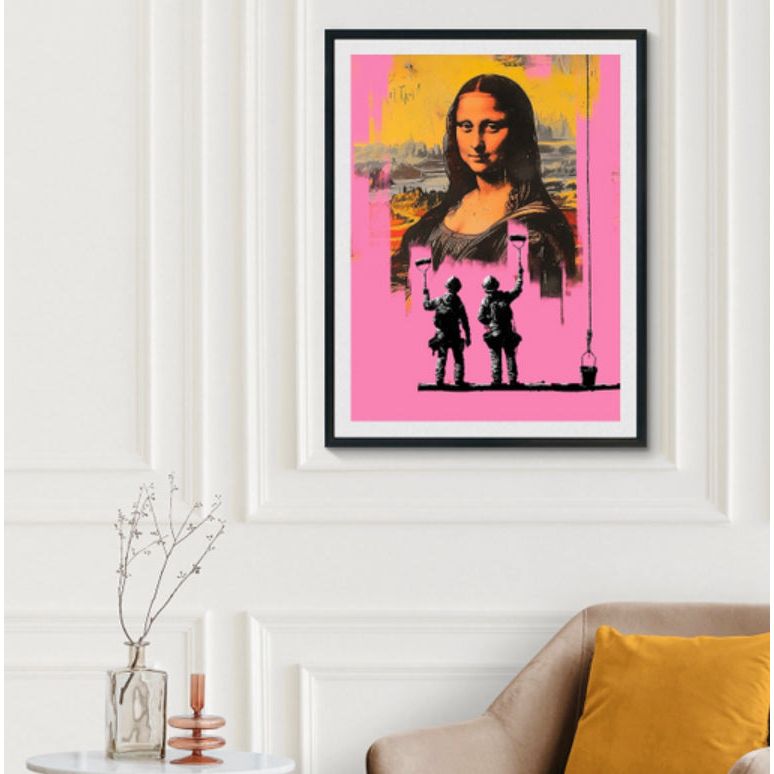 Affiche “Mona in Pink” – Street Art Pop – Reproduction Style Banksy - Boutique Ømm