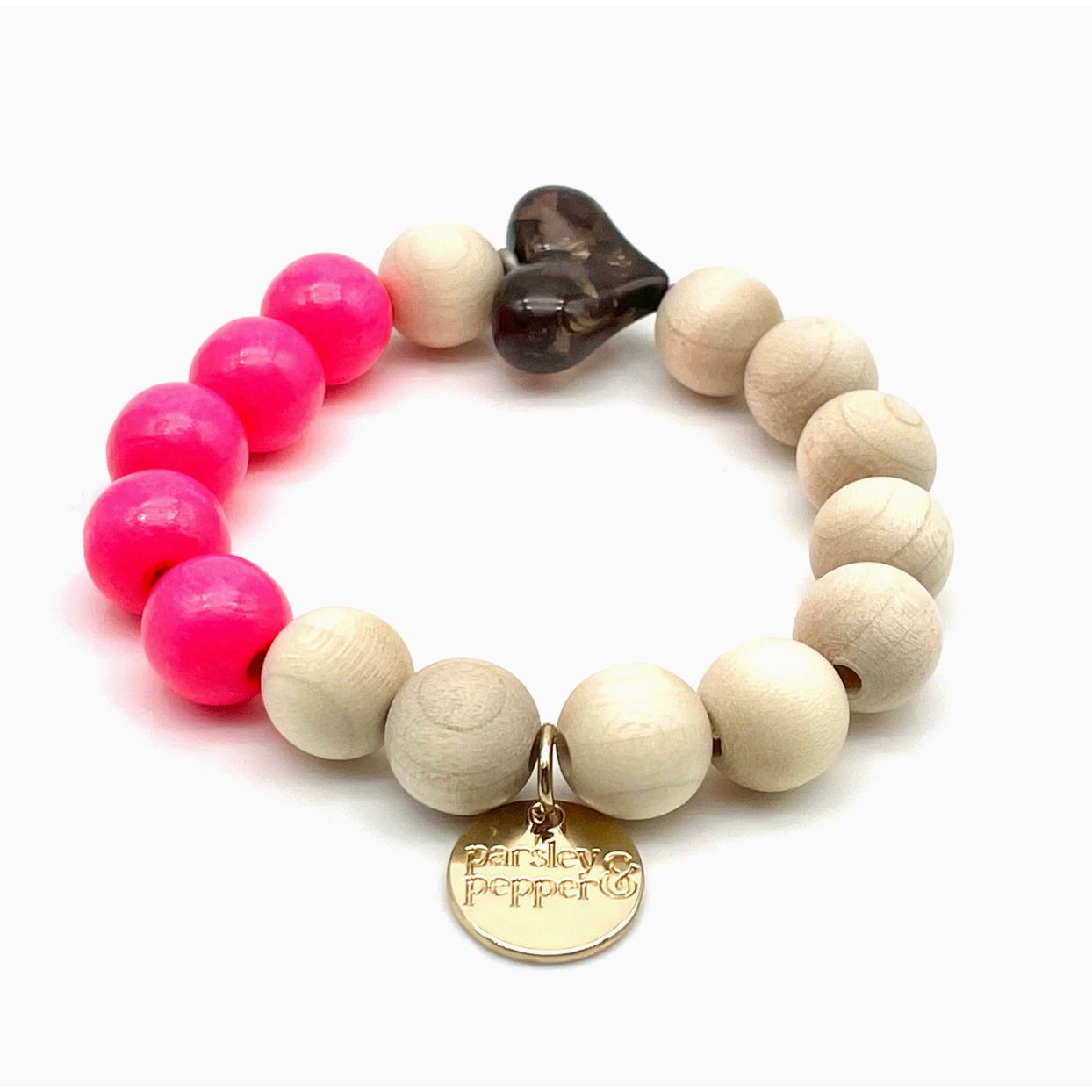 Bracelet NEON x WOOD Parsley & Pepper - bracelet perles bois et néon - Boutique Ømm
