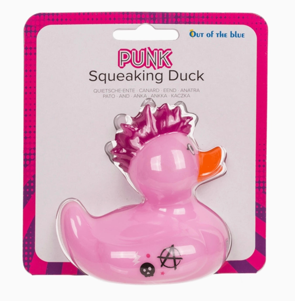 Canard Punk rose couineur Out of the Blue avec crête punk rose
