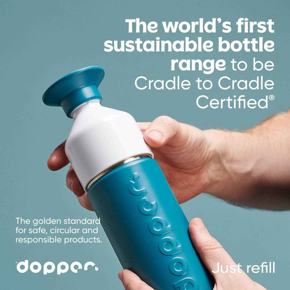 Gourde isotherme Dopper Insulated 580 ml Pelican Pink en acier inoxydable avec bouchon gobelet rose et corps blanc