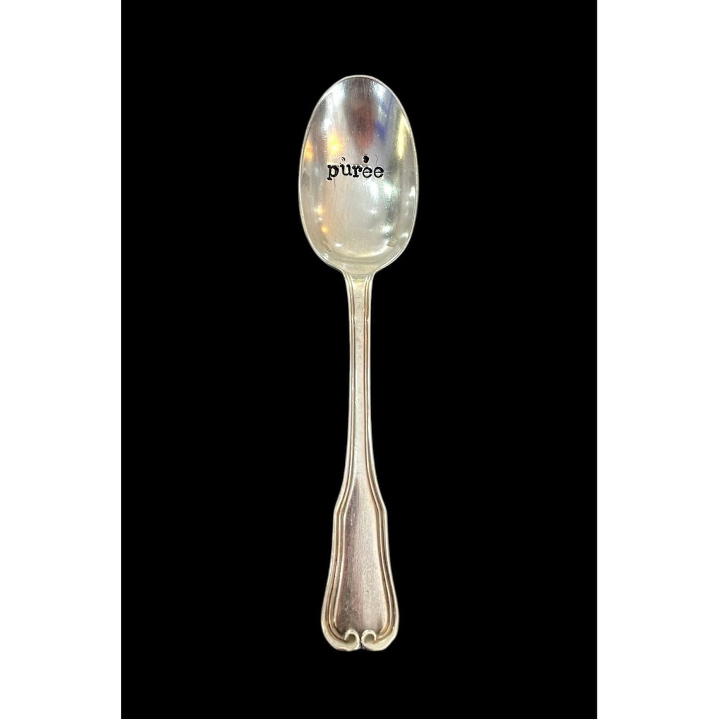 Cuillère vintage gravée "purée" – Pièce unique upcyclée par ømm - Boutique Ømm