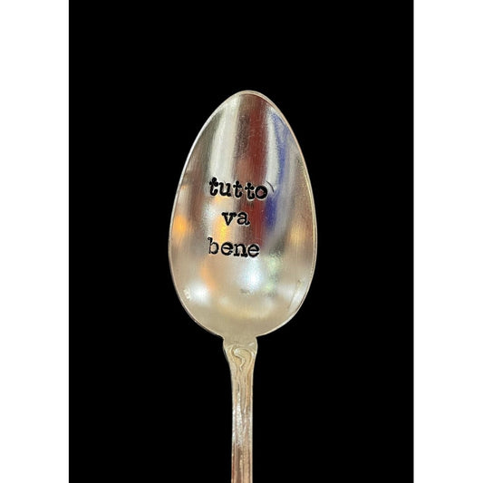 Cuillère vintage gravée "tutto va bene" – Pièce unique upcyclée par ømm - Boutique Ømm