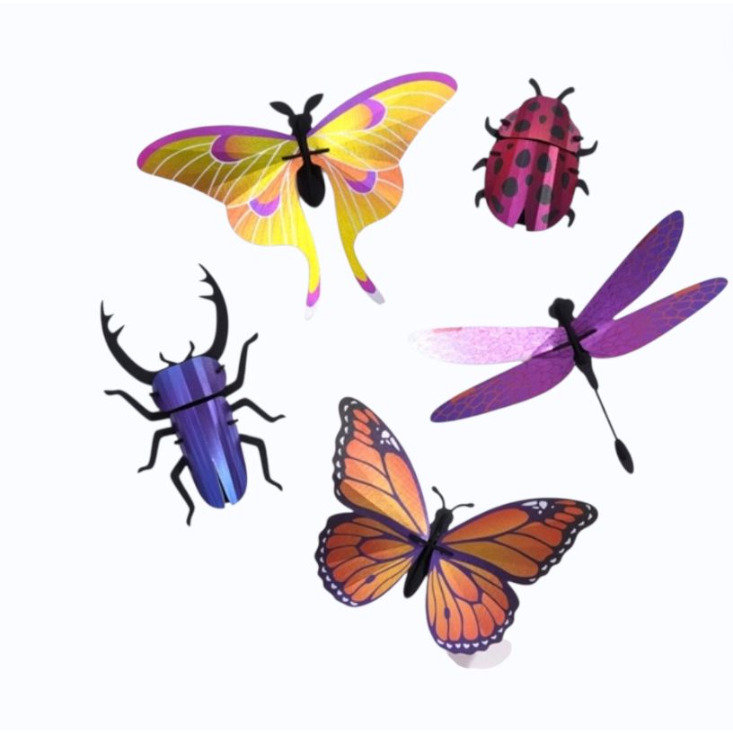 Set d’insectes 3D Purple Blend en papier à assembler de la marque Assembli