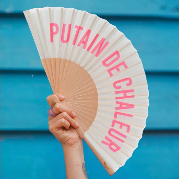 Éventail « Putain de Chaleur » Gris & Rose – Fisura - Boutique Ømm