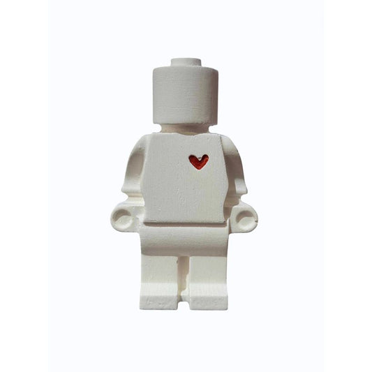 Figurine Ptit Donneur d'Amour en plâtre blanc avec cœur rouge Atelier 325