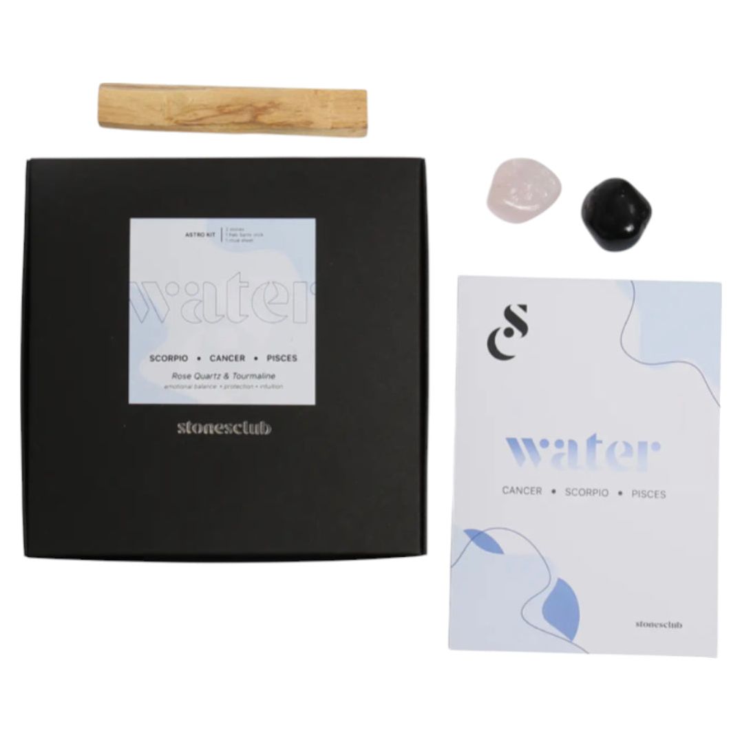 Kit Astro "Eau" – Lithothérapie pour Cancer, Scorpion, Poissons – Stones Club - Boutique Ømm