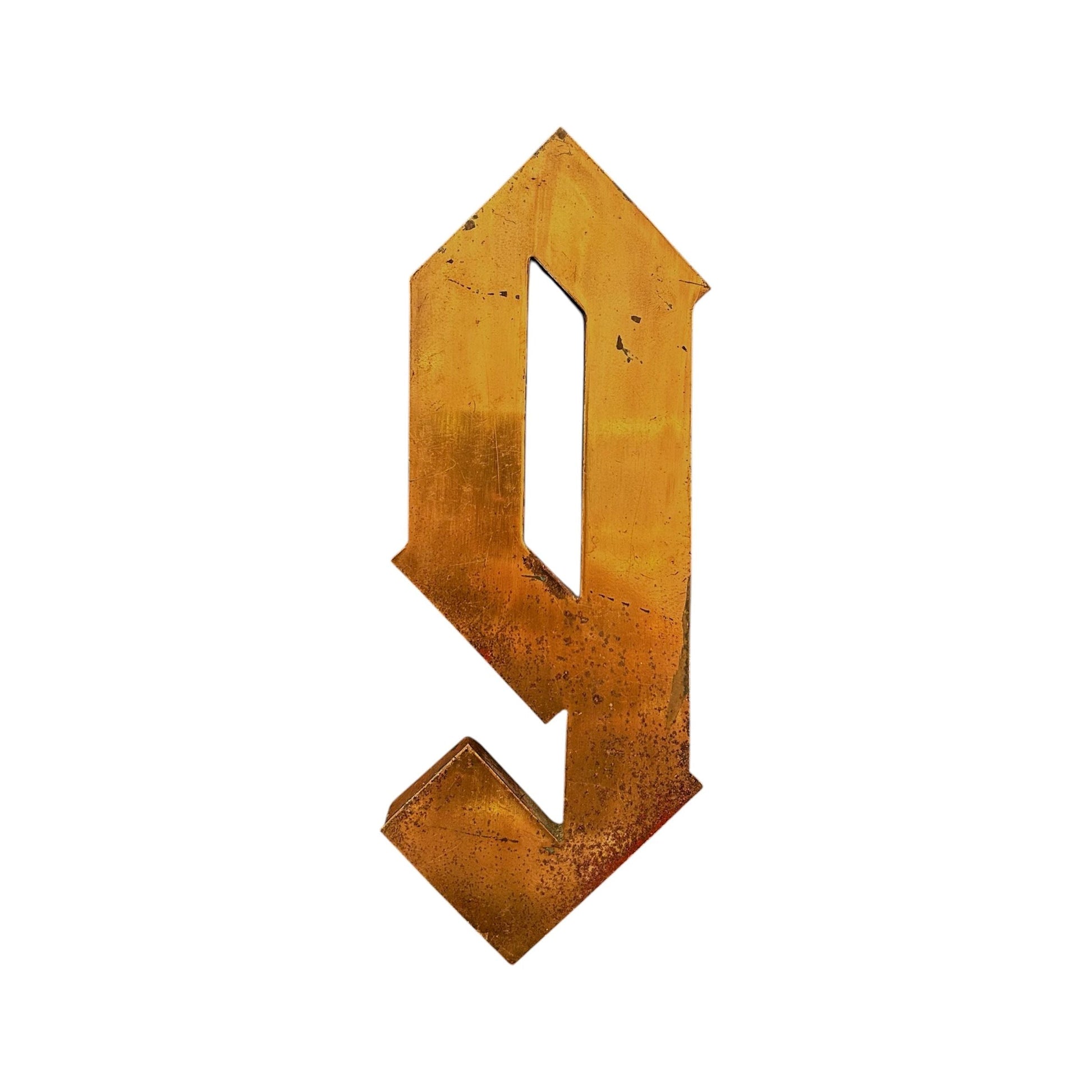 Lettre d’enseigne vintage – "g" métal cuivré – style gothique industriel - Boutique Ømm