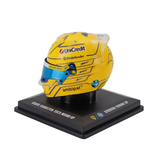 Mini Casque Lewis Hamilton GP Miami 2025 – Ferrari F1 (1:5) - Boutique Ømm